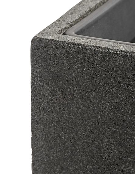 Кашпо TREEZ Effectory - серия Stone - Высокий куб - Тёмно-серый камень