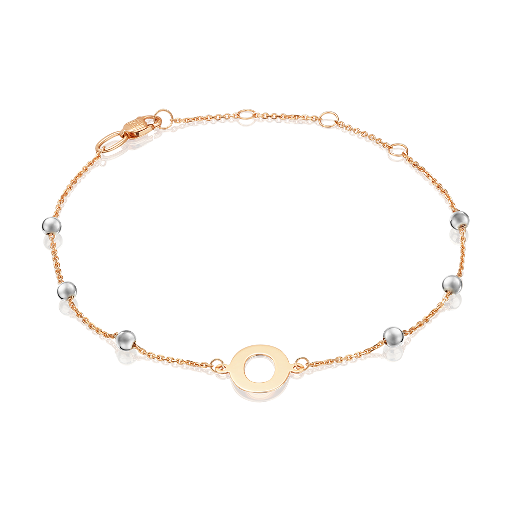 Браслет «Буква О» из комбинированного золота