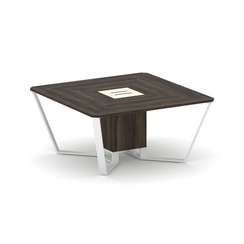 Steel Meet Стол переговорный квадратный KMK-PR.B.SP-08 Дуб Мали/Ваниль Глянец/Металл Белый 1600*1600