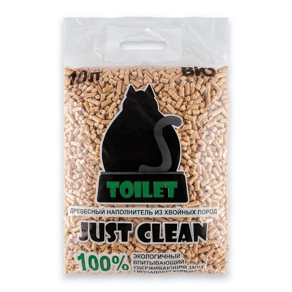 Наполнитель кошачий для туалета древесный 10 л JUST CLEAN