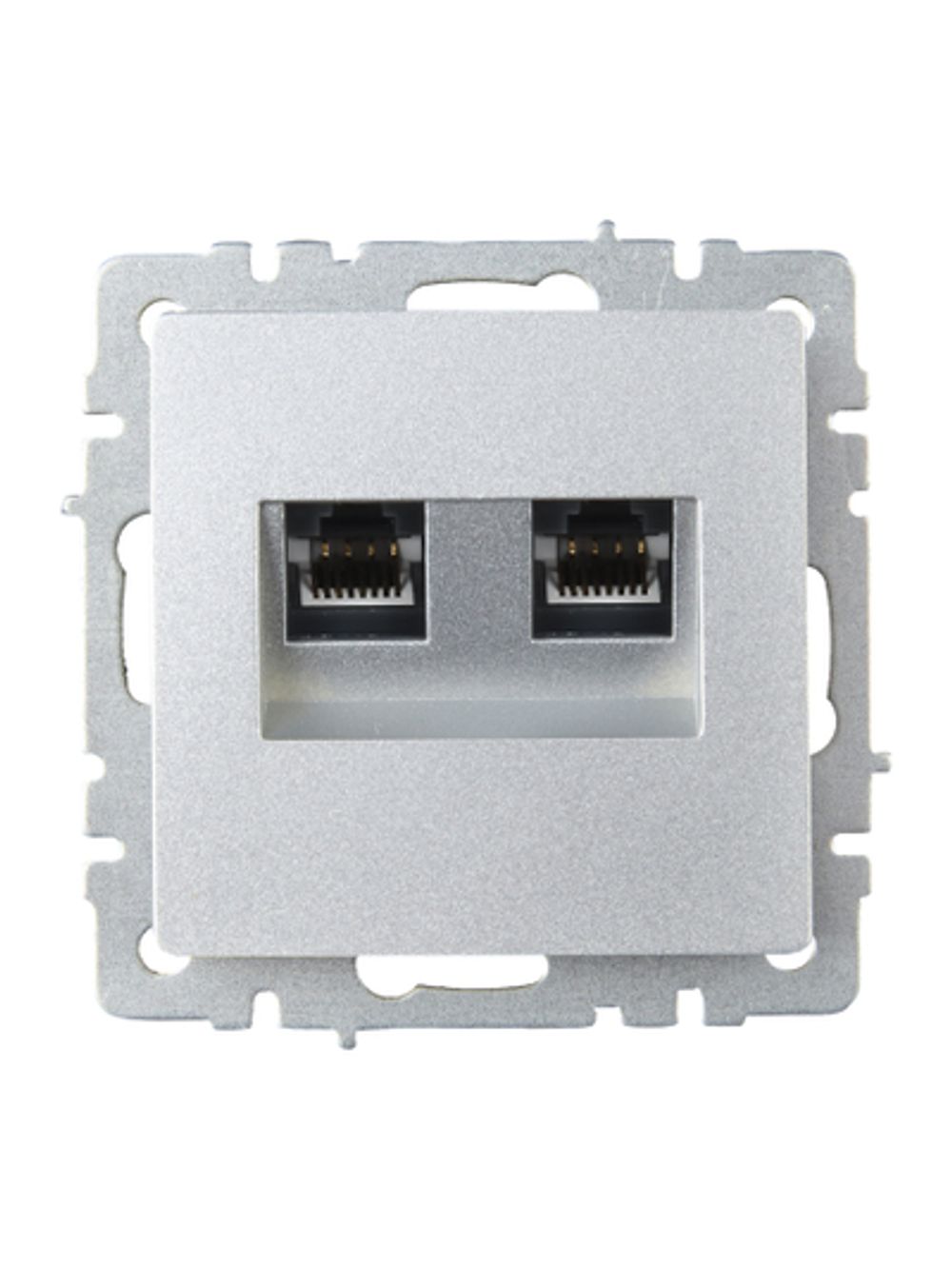 BRITE Розетка компьютерная двойная RJ45 кат.6 РК11-2-БрА алюминий IEK