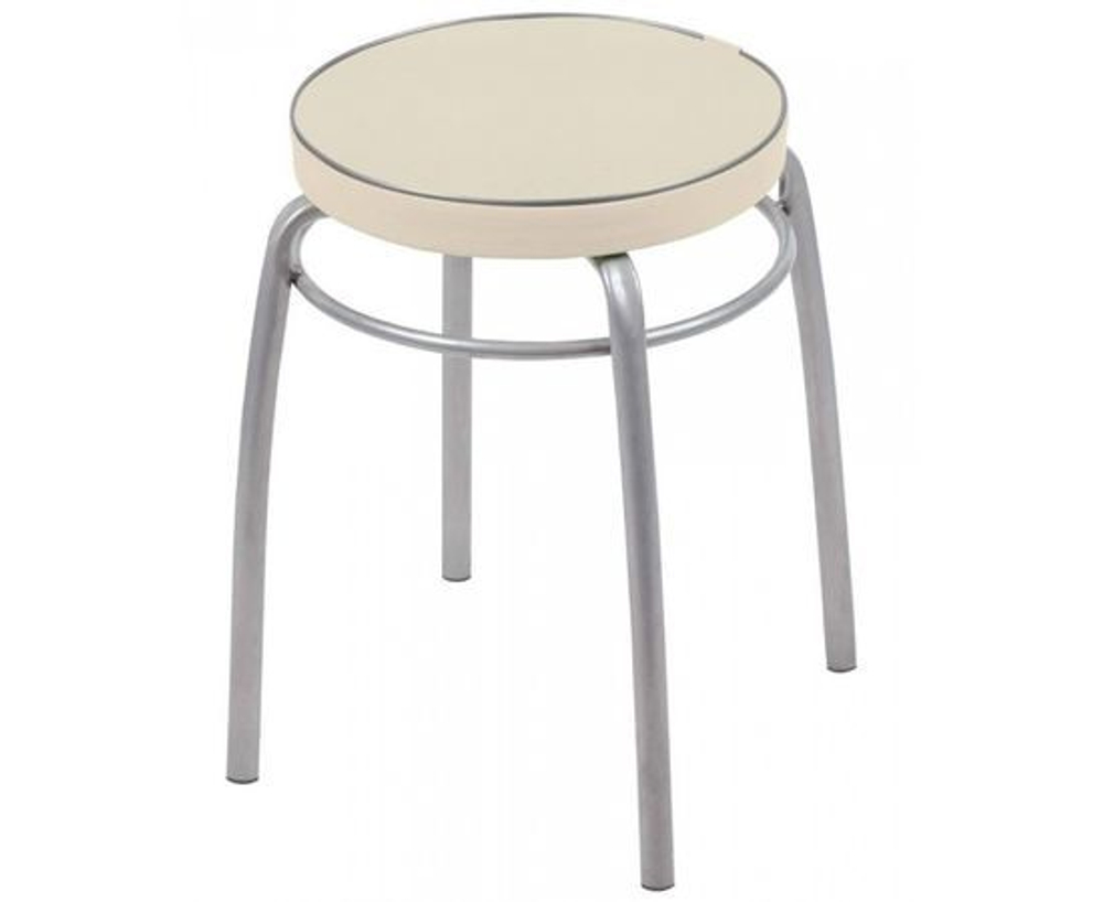 Табурет для кухни НИКА Фабрик 1, мягкое круглое сиденье, слоновая кость, 32 см
