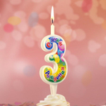 Свеча Цифра, 3 С Днем Рождения, 12 см