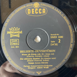 Винтажная виниловая пластинка LP Pariser Conservatoire Orchester, Albert Wolff, Beliebte Ouverturen (Германия 1977)