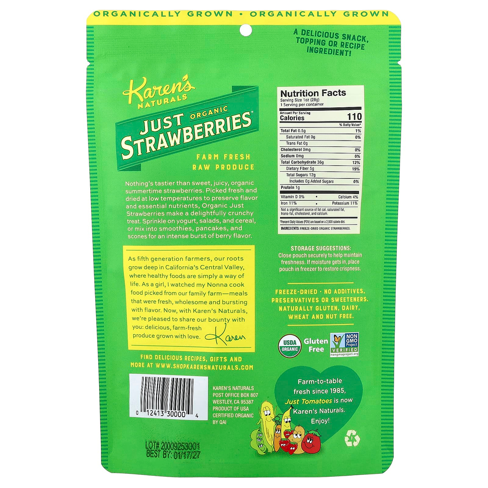 Karen's Naturals, Just Strawberries®, 28,4 г (1 унция)