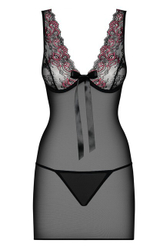 Полупрозрачная комбинация с кружевом Musca Cremise (50) (Цвет: черный с бордовым)