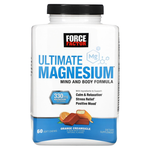Force Factor, Ultimate Magnesium, апельсиновый крем, 60 жевательных таблеток