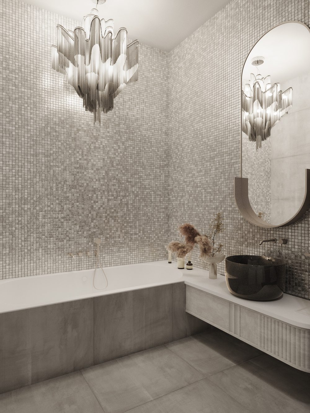 Мозаика стеклянная Atlantis Platinum/Атлантика платиновый (24х24) 315х315х4 мм