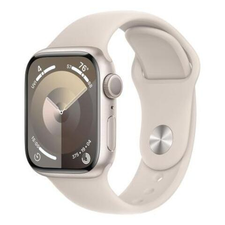 Apple Watch Series 9, 45 мм корпус из алюминия цвета «Starlight», силиконовый спортивный ремешок «Starlight»
