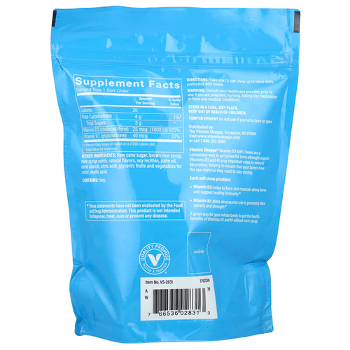 The Vitamin Shoppe, Витамин D3, ягодное ассорти, 25 мкг (1000 МЕ), 60 жевательных таблеток