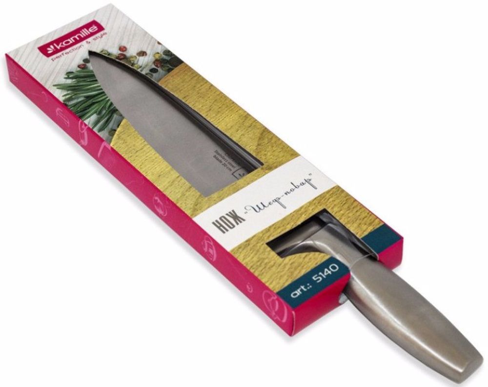 Нож поварской лез 20см рук 13см Шеф-повар Kamille 5140 (1)