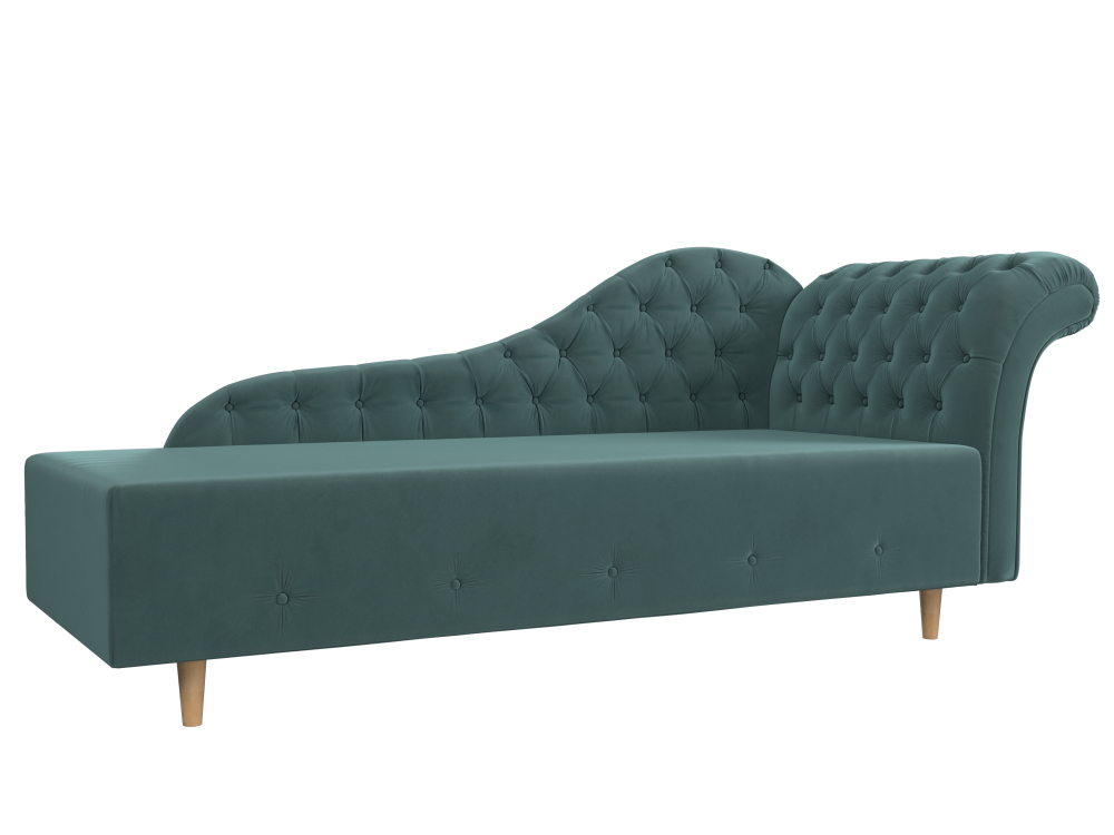 Кушетка Камерон правая, Бирюзовый, Велюр, 110091
