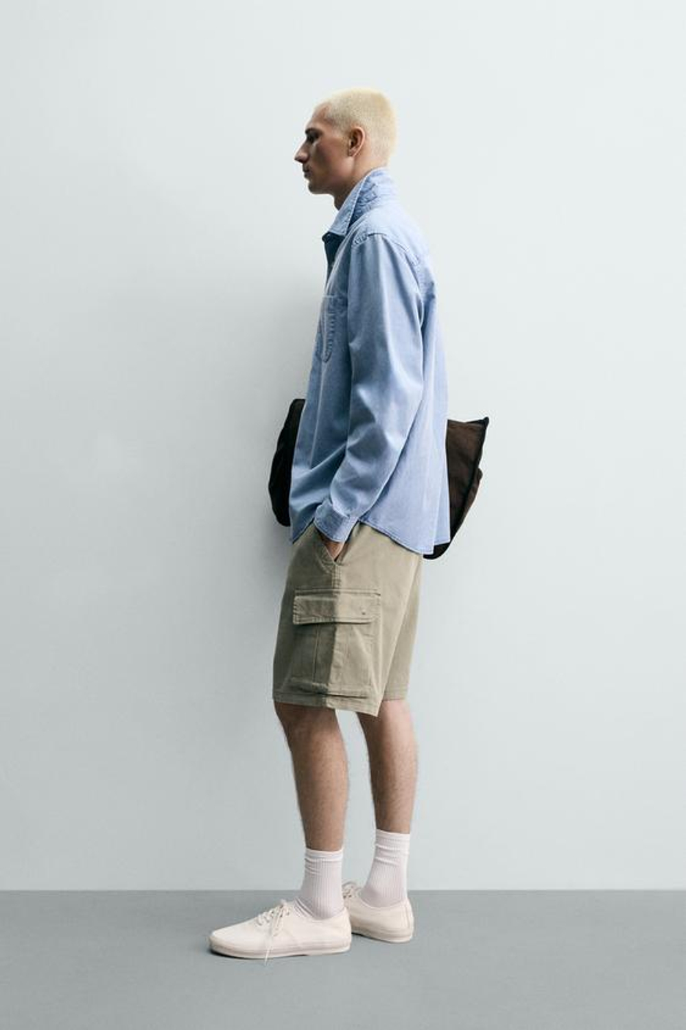 ZARA ШОРТЫ КАРГО RELAXED FIT С ЭФФЕКТОМ ПОТЕРТОСТИ, ХАКИ