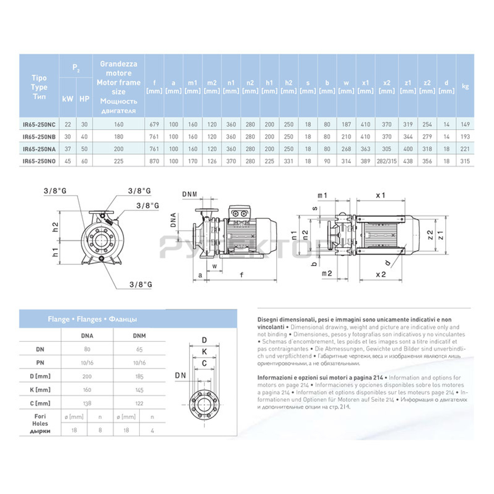 Насосный агрегат моноблочный фланцевый SAER IR 65-250NC