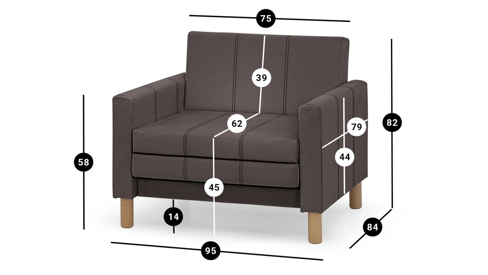 Кресло-кровать Уют Лайт Velutto 19 95*84*82 см, серо-красный Велютто Выкатной Фиеста