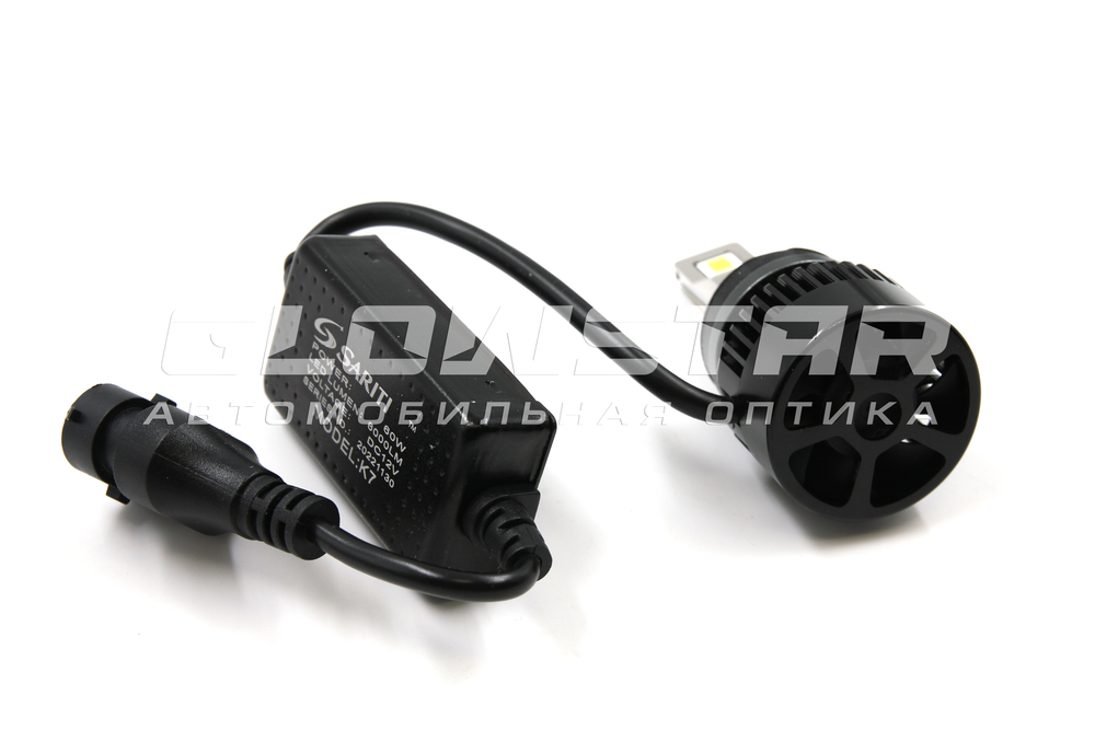Светодиодные лампы H8/H9/H11/H16 Sariti K7 с обманкой, с вентилятором, 5300K, 12V, 56W (комплект, 2шт)