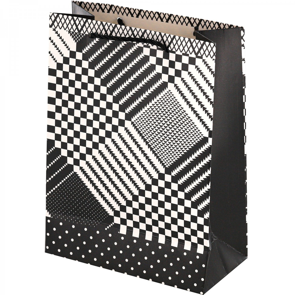 Пакет подарочный бумажный Alingar, (XL) 31х40х12 см, "Ромбы. Квадраты", ламинация, ассорти