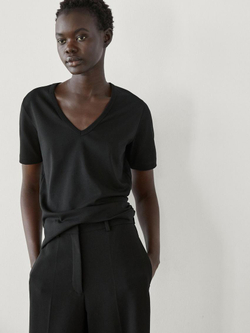 Massimo Dutti Футболка из 100% хлопка, черный