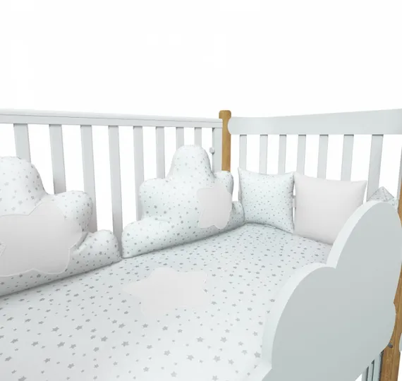 Набор в кровать для новорожденных Lollycottons Облака, Белый