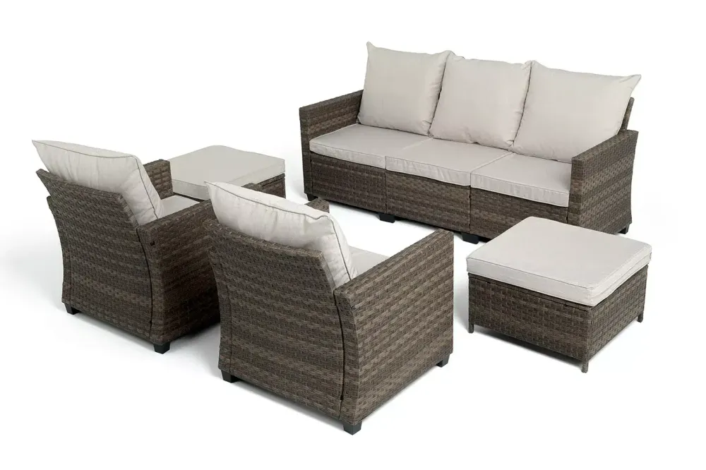 "Бостон" лаунж-зона из искусственного ротанга, цвет соломенный