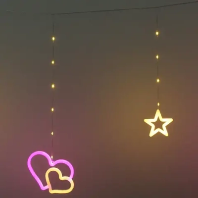 Гирлянда для дома БАХРОМА ш3м*0,75/0,5м 576 лампы LED «Сердца», прозрачн.провод, 8 реж, IP-20,Мультицвет (возможность соедиения)