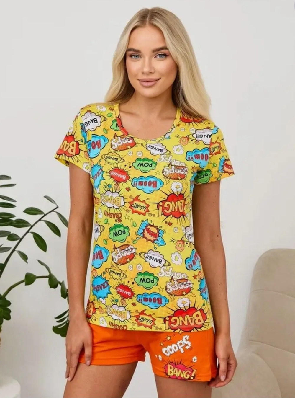 Пижама х/б шорты+футболка УшФ001