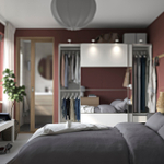 Шкаф-купе PAX MEHAMN AUIi двухдверный с 2 ящиками, 3 штангами и 2 зеркалами (белый)  260*50*260