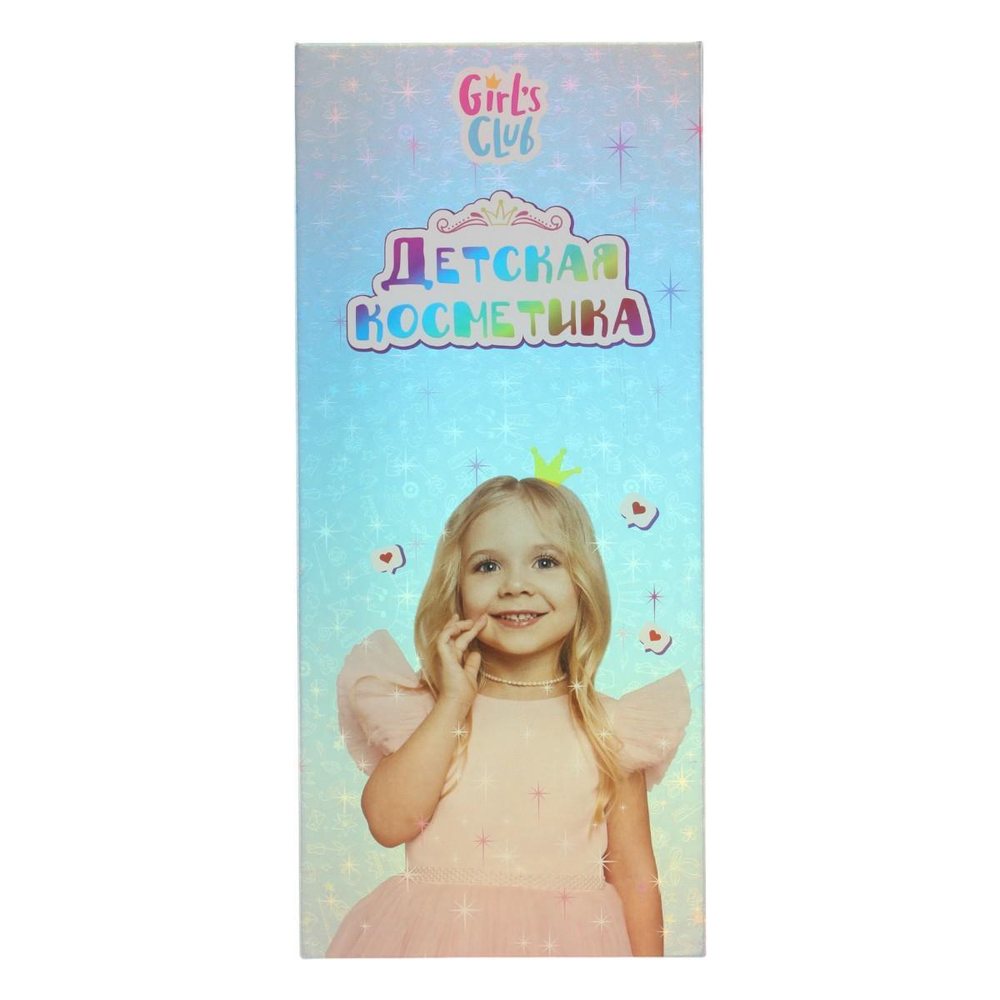 Набор косметики "Girl's Club" тени, блеск д/губ, лак д/ногтей, помада, румяна, 12,5*3*28,5см. блест.