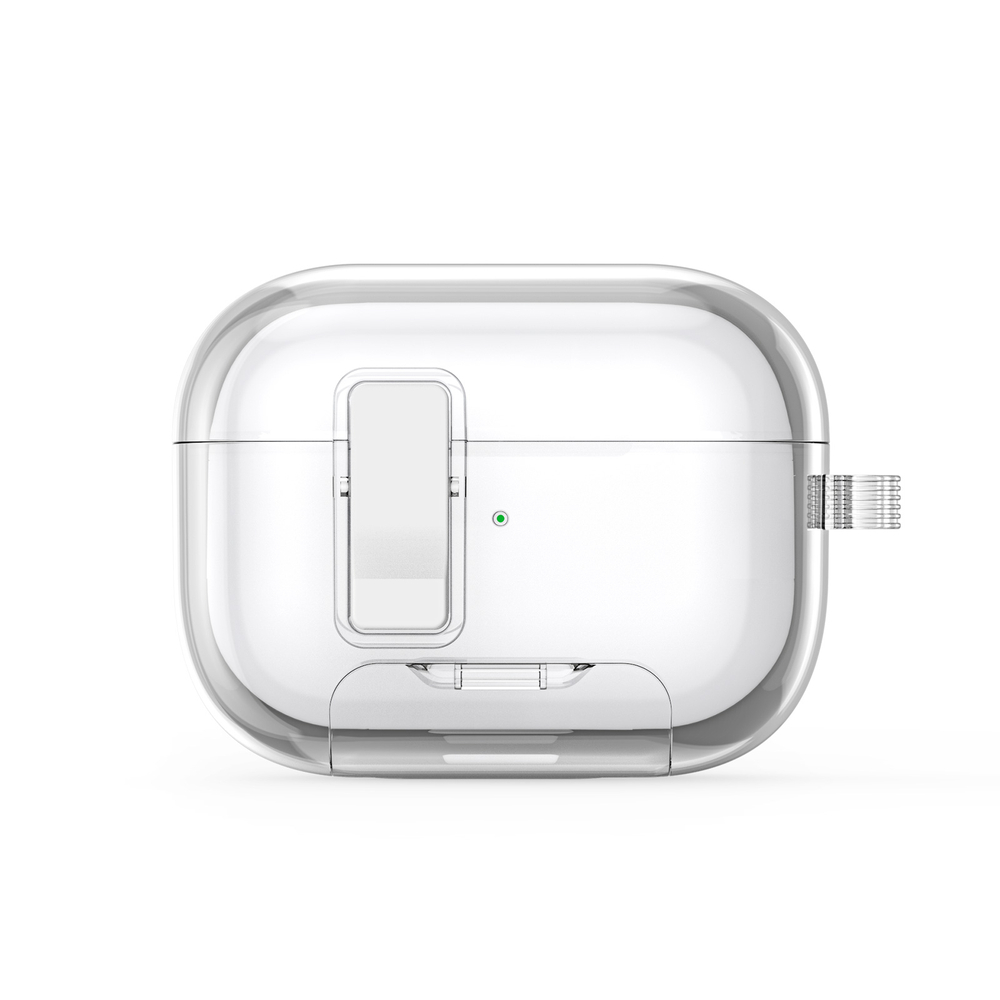 Усиленный прозрачный чехол для наушников AirPods Pro 2, Dux Ducis, серия PECR Series (встроенная подставка для смартфона)
