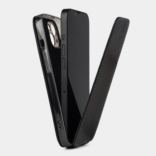 Чехол для iPhone 13 из натуральной кожи теленка, черного цвета