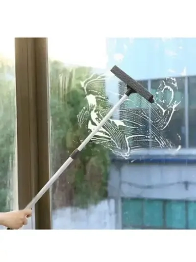 Щетка для мытья окон, стеклоочиститель с телескопической ручкой 50-85 см, стеклоочиститель с резиновым скребком и губкой