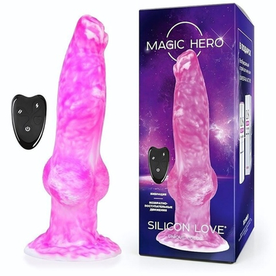 Розовый фантазийный вибратор с 7 режимами возвратно-поступательных движений - 23,5 см. (Цвет: розовый)