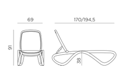 Шезлонг Nardi Omega без подлокотников, бело-коричневый