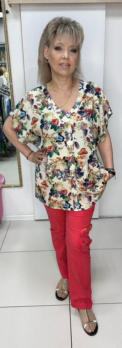 Рубашка-туника с принтом из бабочек