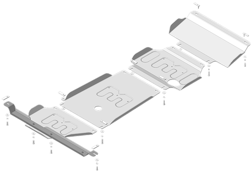 Усиленная защита Motodor картера двигателя, переднего дифференциала, кпп, радиатора, разд. коробки. 5 мм, алюминий. для Toyota Tundra 2022-н.в. арт.32526