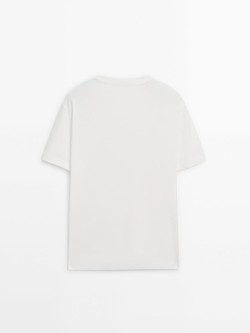 Massimo Dutti Футболка из 100% хлопка, натуральный, кремовый