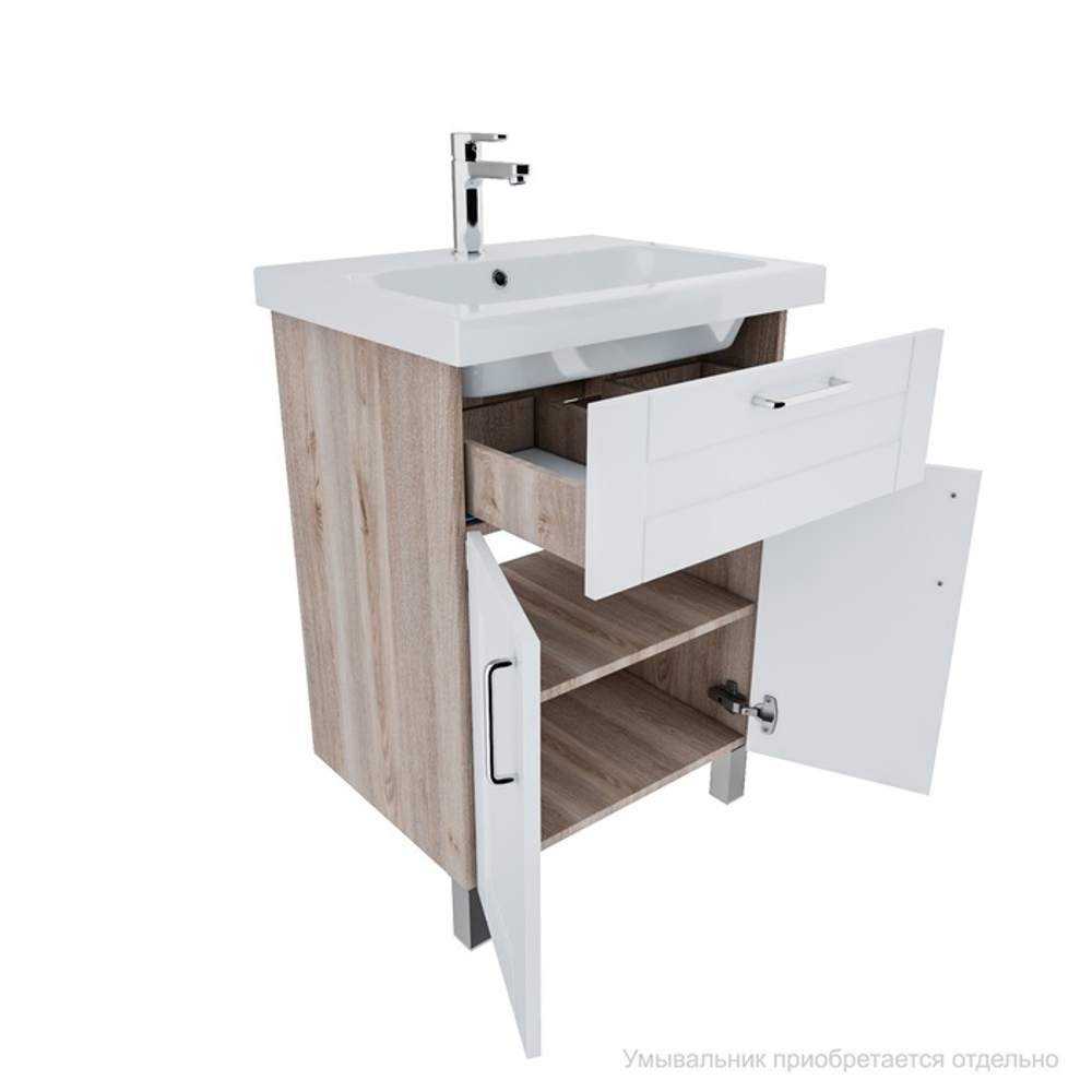 Тумба напольная IDDIS New Sena, 60 см, белая/под дерево, NSE60W2i95