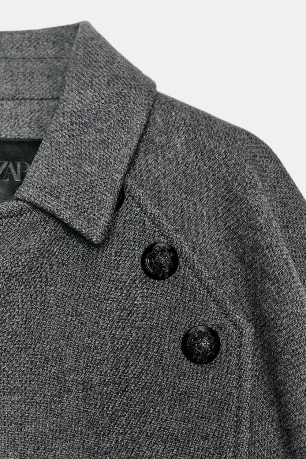 ZARA НАКИДКА ИЗ ШЕРСТИ ZW COLLECTION LIMITED EDITION, ТЕМНО-СЕРЫЙ