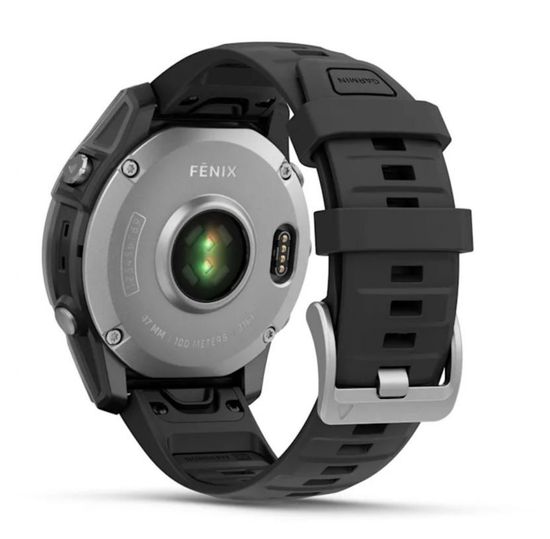 Умные часы Garmin Fenix E, 47 мм, AMOLED, stainless steel with a black silicone band