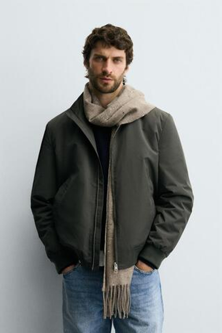 ZARA ШАРФ С БУКЛИРОВАННОЙ СТРУКТУРОЙ, СЕРОВАТО-КОРИЧНЕВЫЙ