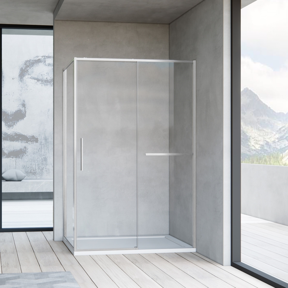 Душевой уголок Slim Soft VSR-1SS9012CLBN, 1200*900, брашированный никель, стекло прозрачное