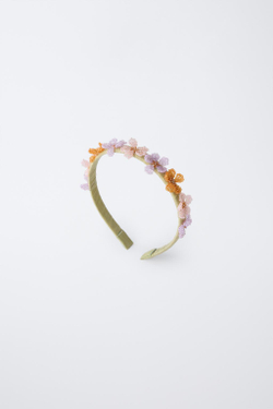 ZARA ОБОДОК С БИСЕРОМ, ЗЕЛЕНЫЙ