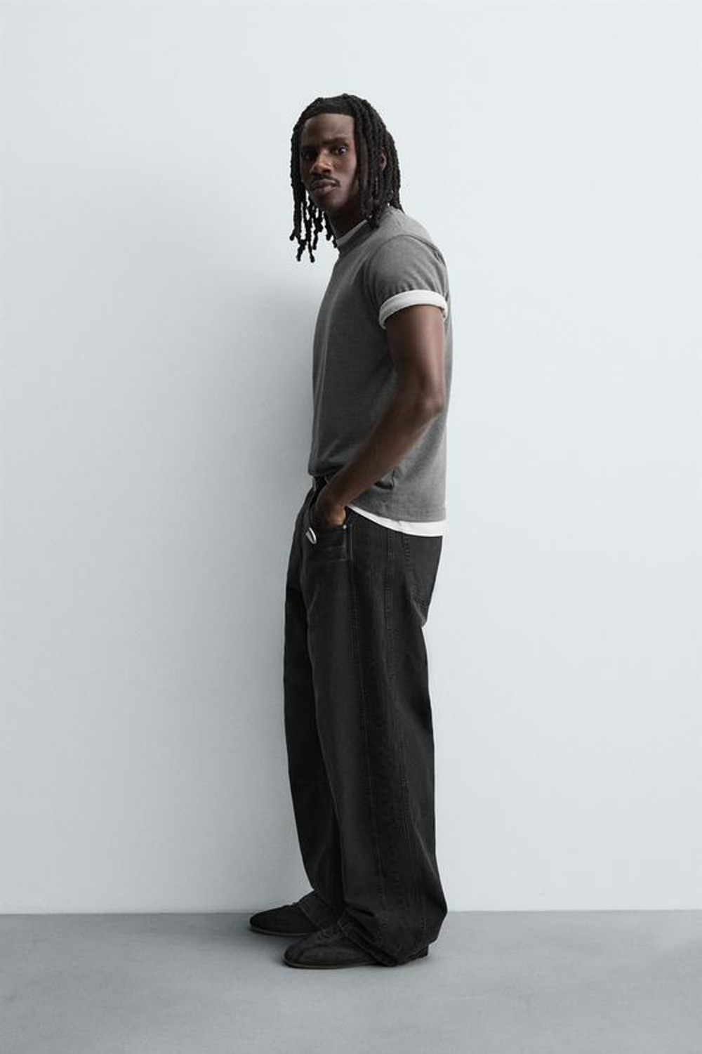 ZARA ДЖИНСЫ BAGGY FIT, ЧЕРНЫЙ