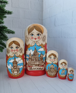 Матрешка Москва жжёнка 5 мест 18см