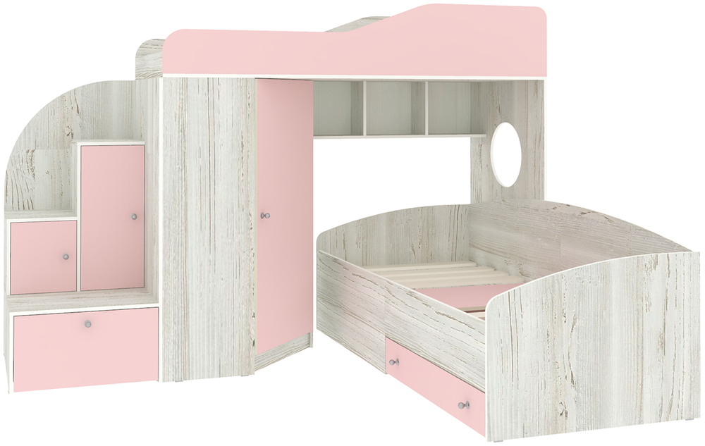 Кровать-чердак КарИВи Кадет 2 Винтерберг Розовый