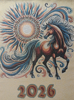 Календарь из гобелена на 2026 год Вороной 39х74