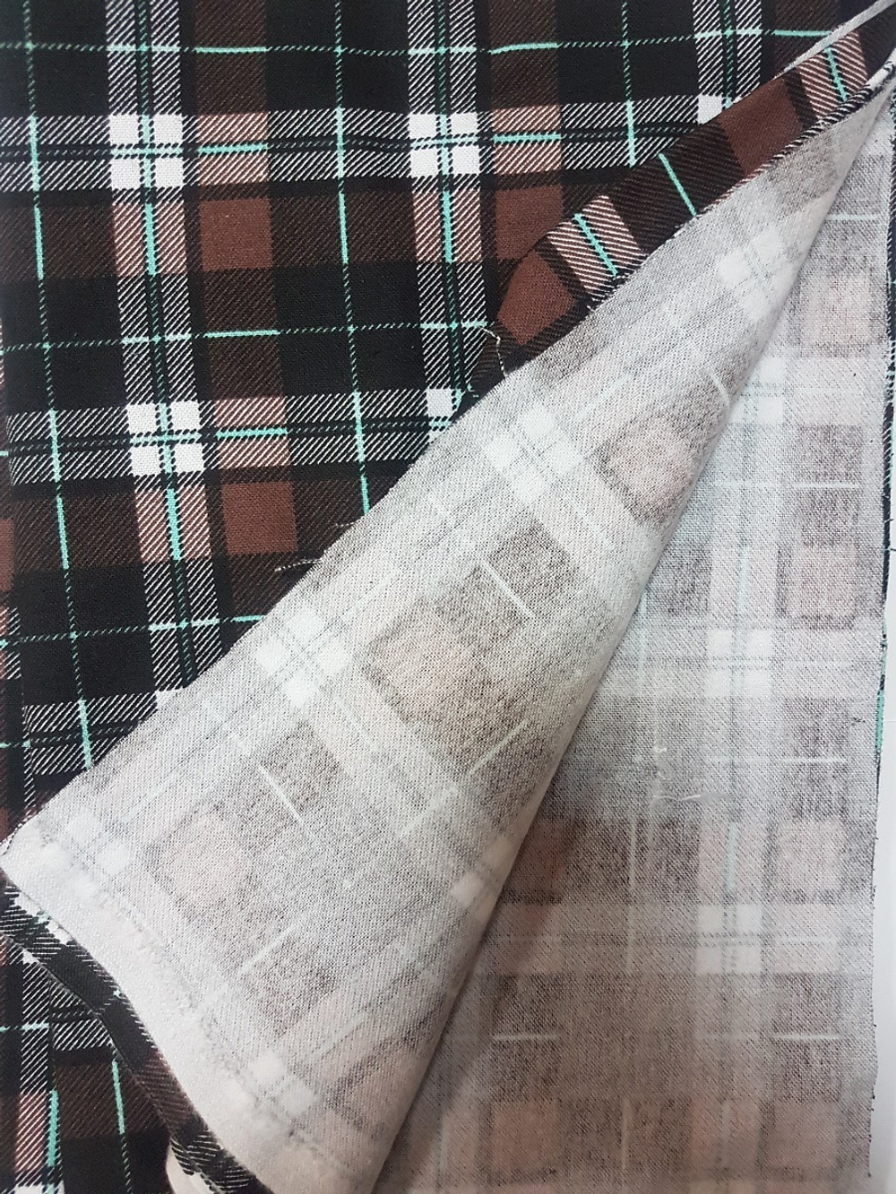 Ткань рубашечная-халатная Prival Фланель шотландка, коричневая