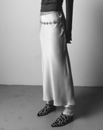 Silk Long Skirt Silver