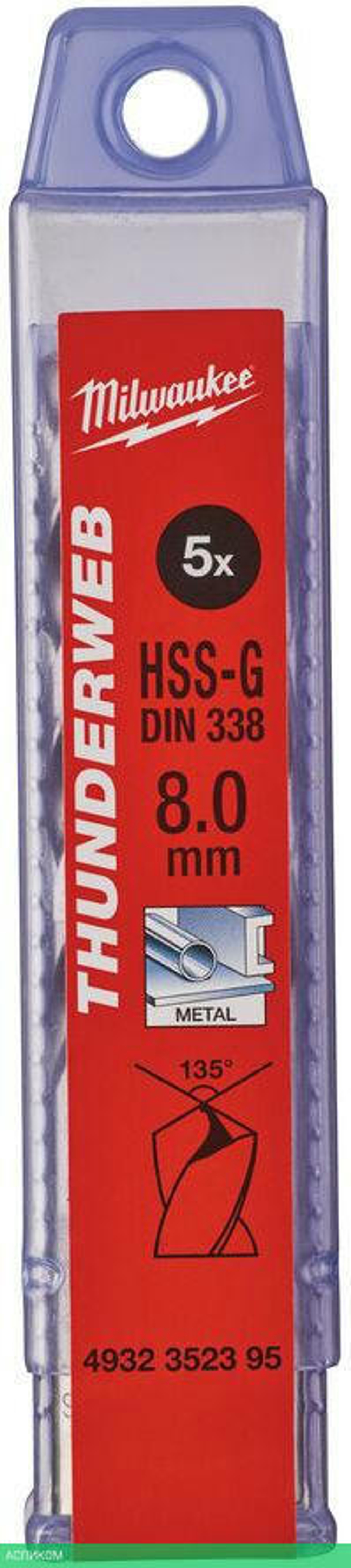 Сверло по металлу Milwaukee Thunderweb HSS-G 8x117мм 5шт (4932352395)