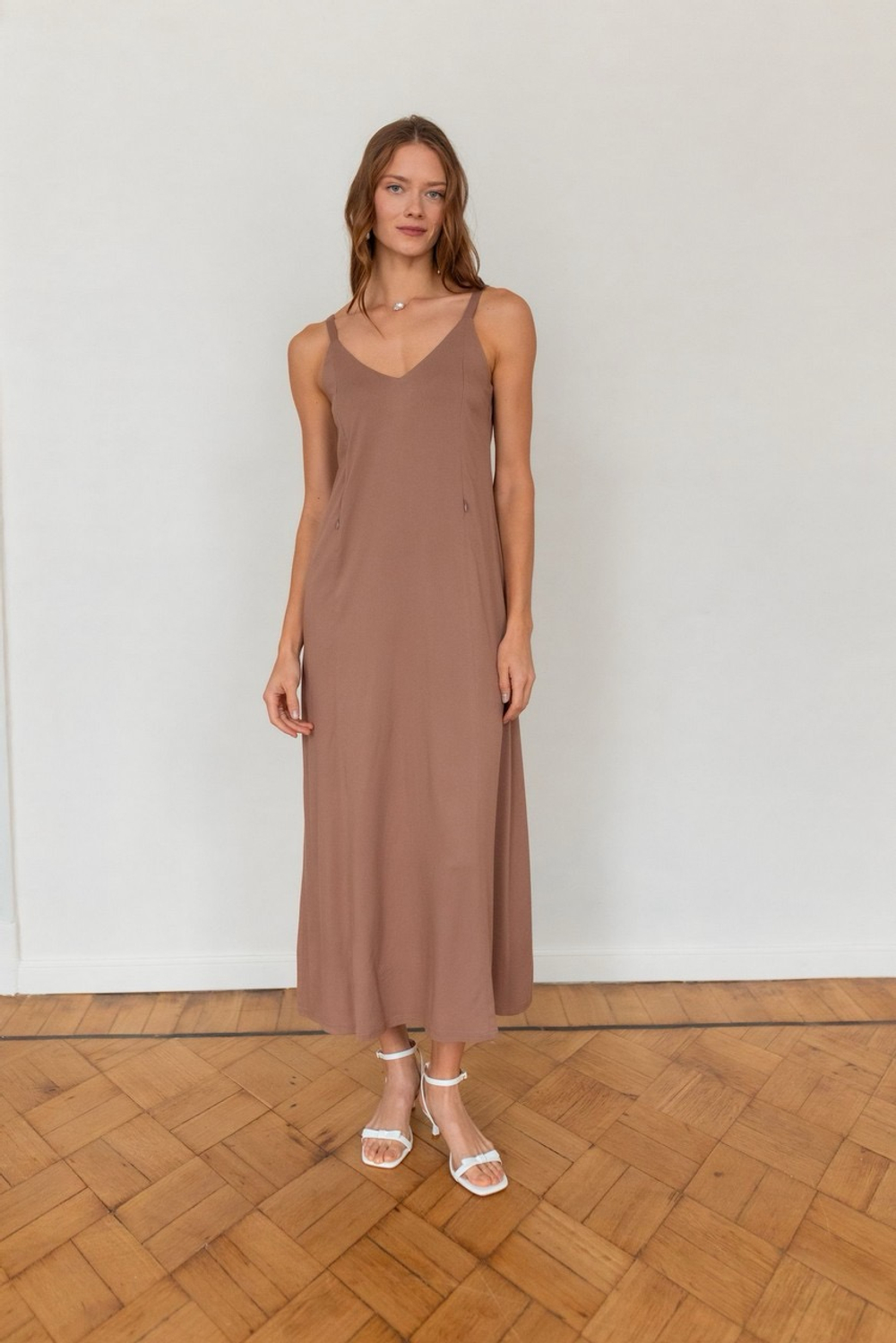 Платье-комбинация с разрезом для беременных и кормящих, Мокко